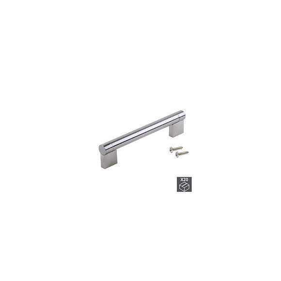 Emuca Poignée Pour Meuble, D. 16 Mm, Entraxe 192 Mm, Acier, Nickel Satiné, 20 Ut.