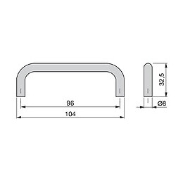 Emuca Poignée Pour Meuble, D. 8 Mm, Entraxe 96 Mm, Acier, Chromé Mat, 20 Ut.