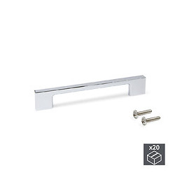 Emuca Poignée Pour Meuble, Entraxe 160 Mm, Zamak, Chromé, 20 Ut.