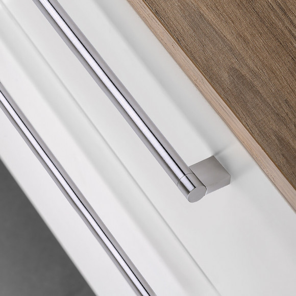 Emuca Poignée Pour Meuble, D. 16 Mm, Entraxe 192 Mm, Acier, Nickel Satiné, 20 Ut.