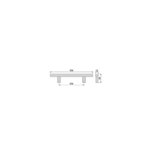 Emuca Poignée Pour Meuble, D. 12 Mm, Entraxe 256 Mm, Acier, Nickel Satiné, 10 Ut.