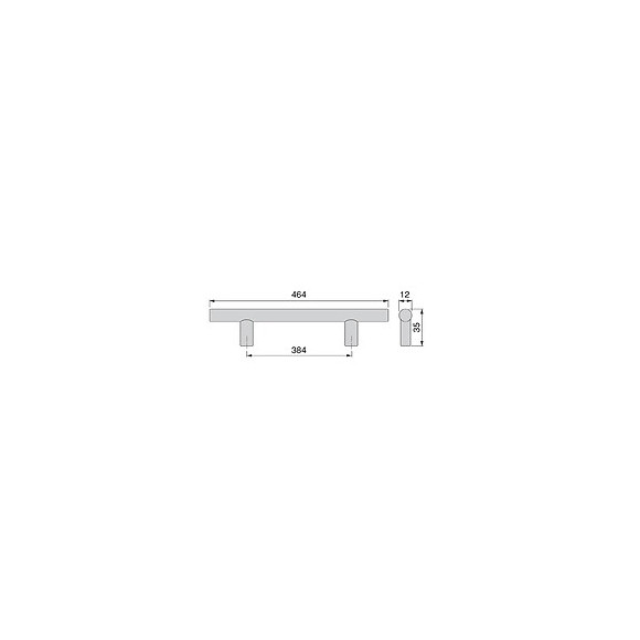 Emuca Poignée Pour Meuble, D. 12 Mm, Entraxe 384 Mm, Acier, Nickel Satiné, 10 Ut.