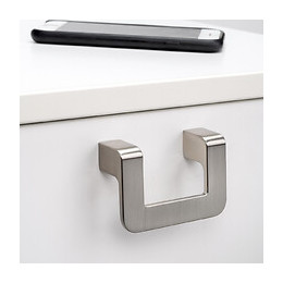 Emuca Poignée Pour Meuble, Entraxe 64 Mm, Zamak, Nickel Satiné, 10 Ut.