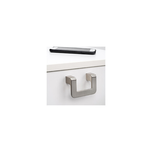 Emuca Poignée Pour Meuble, Entraxe 64 Mm, Zamak, Nickel Satiné, 10 Ut.