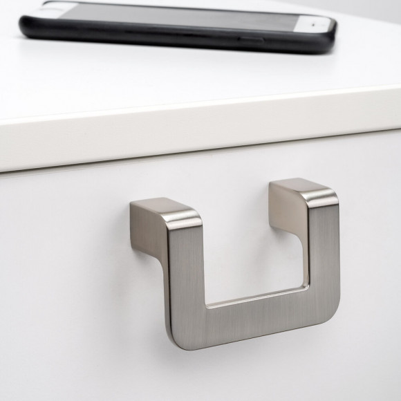 Emuca Poignée Pour Meuble, Entraxe 64 Mm, Zamak, Nickel Satiné, 10 Ut.