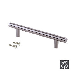 Emuca Poignée Pour Meuble, D. 12 Mm, Entraxe 320 Mm, Acier, Nickel Satiné, 10 Ut.