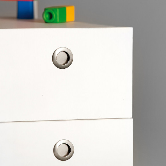 Emuca Poignée Pour Meuble, D. 41 Mm, Zamak, Nickel Satiné, 25 Ut.