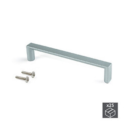 Emuca Poignée Pour Meuble, Entraxe 128 Mm, Zamak, Gris Métallisé, 25 Ut.