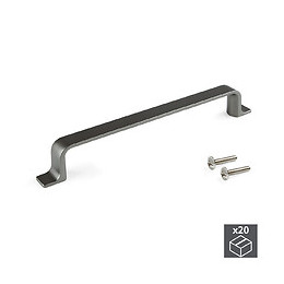 Emuca Poignée Pour Meuble, Entraxe 160 Mm, Zamak, Couleur Titane, 20 Ut.