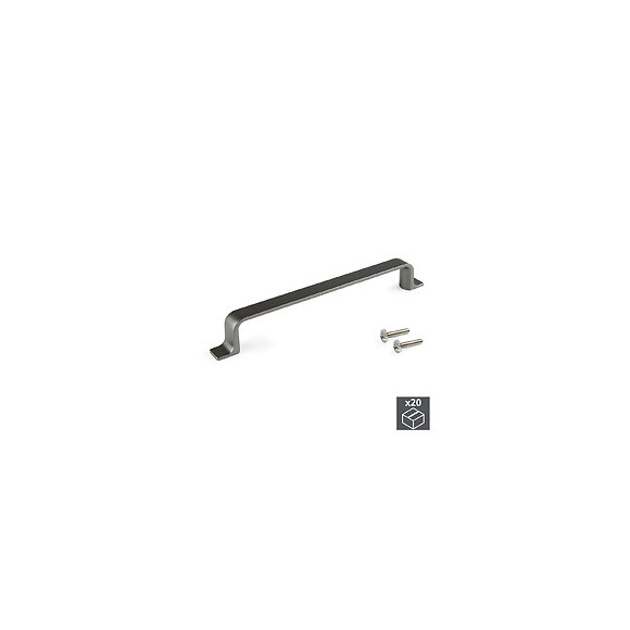 Emuca Poignée Pour Meuble, Entraxe 160 Mm, Zamak, Couleur Titane, 20 Ut.