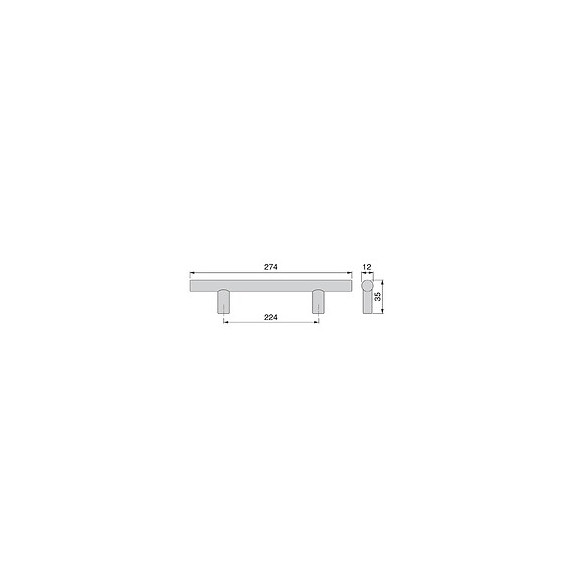 Emuca Poignée Pour Meuble, D. 12 Mm, Entraxe 224 Mm, Acier, Nickel Satiné, 10 Ut.