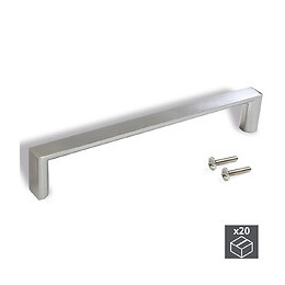 Emuca Poignée Pour Meuble, Entraxe 160 Mm, Zamak, Nickel Satiné, 20 Ut.