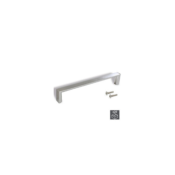 Emuca Poignée Pour Meuble, Entraxe 160 Mm, Zamak, Nickel Satiné, 20 Ut.