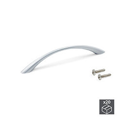 Emuca Poignée Pour Meuble, Entraxe 128 Mm, Zamak, Gris Métallisé, 20 Ut.