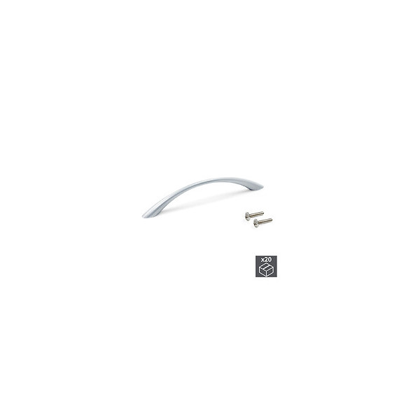 Emuca Poignée Pour Meuble, Entraxe 128 Mm, Zamak, Gris Métallisé, 20 Ut.