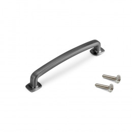 Emuca Poignée Pour Meuble, Entraxe 128 Mm, Zamak, Titane Satiné, 20 Ut.