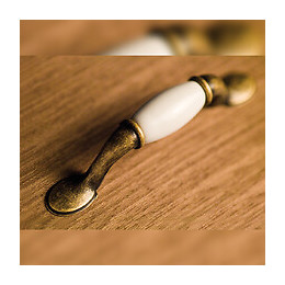 Emuca Poignée Pour Meuble, Entraxe 76 Mm, Zamak Et Céramique, Bronze, 20 Ut.