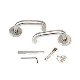 Emuca Poignées De Porte Intérieur, Avec Rosace D.53 Mm, Modèle En U, Acier Inoxydable, Nickel Satiné.