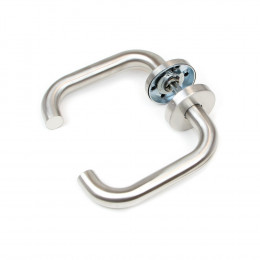 Emuca Poignées De Porte Intérieur, Avec Rosace D.53 Mm, Modèle En U, Acier Inoxydable, Nickel Satiné.