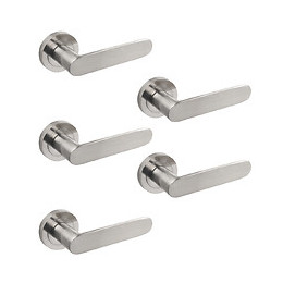 Emuca Poignées Bunbury De Porte Intérieur, Avec Rosace D.50 Mm, Aluminium, Nickel Satiné, 5 Sets.