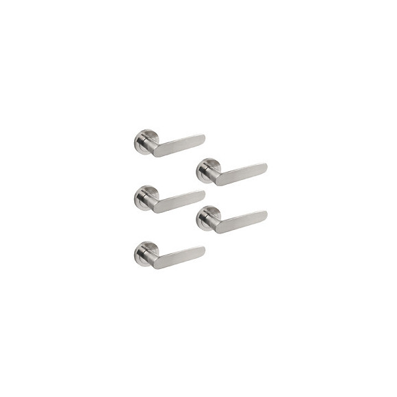 Emuca Poignées Bunbury De Porte Intérieur, Avec Rosace D.50 Mm, Aluminium, Nickel Satiné, 5 Sets.