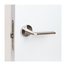 Emuca Poignées Sydney De Porte Intérieur, Avec Rosace D.50 Mm, Aluminium Et Zamak, Nickel Satiné, 1 Set.