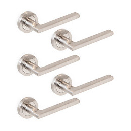 Emuca Poignées Perth De Porte Intérieur, Avec Rosace D.50 Mm, Aluminium Et Zamak, Nickel Satiné, 5 Set.