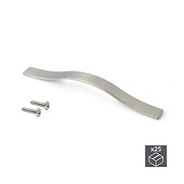 Emuca Poignée Pour Meuble, Entraxe 128 Mm, Zamak, Nickel Satiné, 25 Ut.