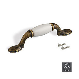 Emuca Poignée Pour Meuble, Entraxe 76 Mm, Zamak Et Céramique, Bronze, 20 Ut.