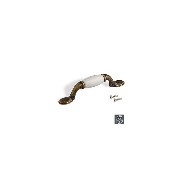 Emuca Poignée Pour Meuble, Entraxe 76 Mm, Zamak Et Céramique, Bronze, 20 Ut.