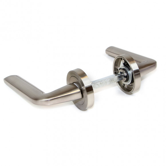 Emuca Poignées Sydney De Porte Intérieur, Avec Rosace D.50 Mm, Aluminium Et Zamak, Nickel Satiné, 1 Set.