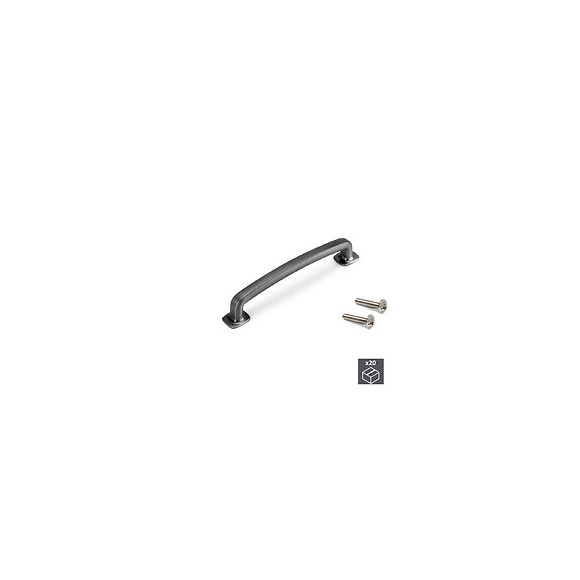 Emuca Poignée Pour Meuble, Entraxe 128 Mm, Zamak, Titane Satiné, 20 Ut.