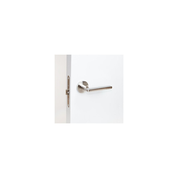 Emuca Poignées Perth De Porte Intérieur, Avec Rosace D.50 Mm, Aluminium Et Zamak, Nickel Satiné, 5 Set.