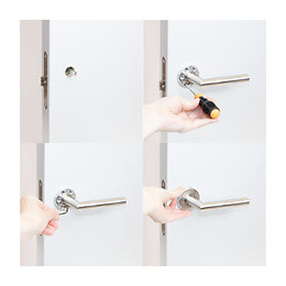 Emuca Poignées De Porte Intérieur, Avec Rosace D.53 Mm, Modèle L Droit, Acier Inoxydable, Nickel Satiné.