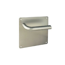 Emuca Jeux De Poignées Avec Plaque 17x17 Cm Pour Porte Intérieur, Forme L, Acier Inoxydable, Nickel Satiné.