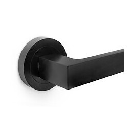 Emuca Poignées Mackay De Porte Intérieur, Avec Rosace D.50 Mm, Aluminium, Noir, 5 Sets.