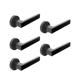 Emuca Poignées Mackay De Porte Intérieur, Avec Rosace D.50 Mm, Aluminium, Noir, 5 Sets.