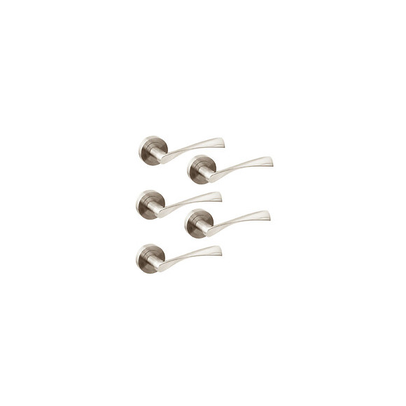 Emuca Poignées Twist De Porte Intérieur, Avec Rosace D.50 Mm, Aluminium, Nickel Satiné, 5 Sets.