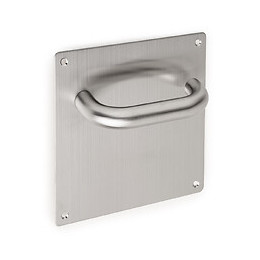 Emuca Poignées Fixes En U Avec Plaque 17x17cm Pour Portes En Bois, Acier Inoxydable Nickel Satiné, Lot De 2.