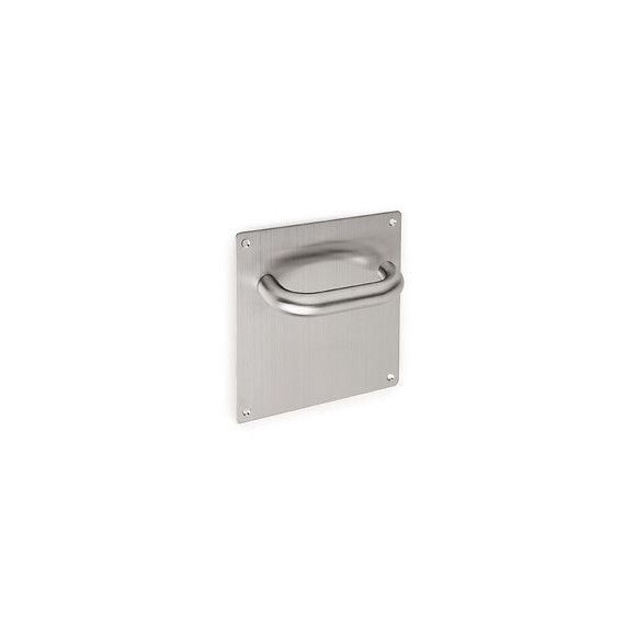 Emuca Poignées Fixes En U Avec Plaque 17x17cm Pour Portes En Bois, Acier Inoxydable Nickel Satiné, Lot De 2.