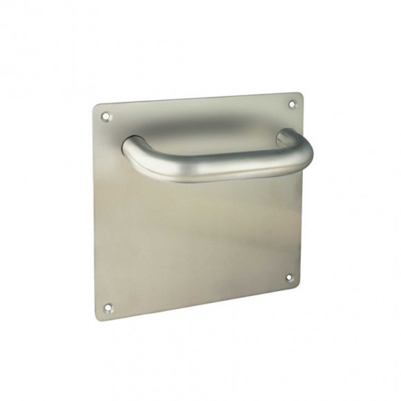 Emuca Poignées Fixes En U Avec Plaque 17x17cm Pour Portes En Bois, Acier Inoxydable Nickel Satiné, Lot De 2.