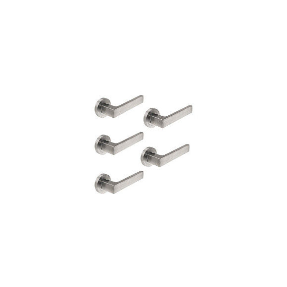 Emuca Poignées Mackay De Porte Intérieur, Avec Rosace D.50 Mm, Aluminium, Nickel Satiné, 5 Sets.