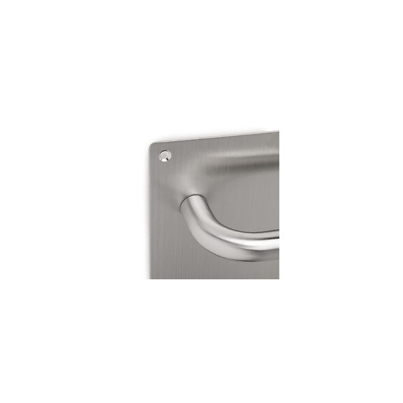 Emuca Jeux De Poignées Avec Plaque 17x17 Cm Pour Porte Intérieur, Forme L, Acier Inoxydable, Nickel Satiné.