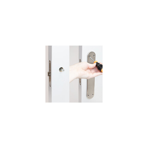 Emuca Poignées Sydney De Porte Intérieur, Avec Plaque 42x250 Mm, Aluminium Et Zamak, Nickel Satiné, 1 Set.