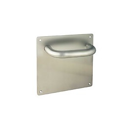 Emuca Jeux De Poignées Avec Plaque 17x17 Cm Pour Porte Intérieur, Forme U, Acier Inoxydable, Nickel Satiné.