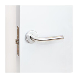 Emuca Poignées De Porte Intérieur, Avec Rosace D.53 Mm, Modèle En L, Acier Inoxydable, Nickel Satiné.