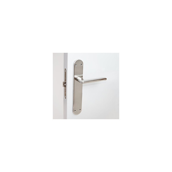 Emuca Poignées Perth De Porte Intérieur, Avec Plaque 42x250 Mm, Aluminium Et Zamak, Nickel Satiné, 1 Set.