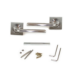 Emuca Poignées Sydney De Porte Intérieur, Avec Rosace 50x50 Mm, Aluminium Et Zamak, Nickel Satiné, 1 Set.