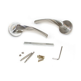 Emuca Poignées Twist De Porte Intérieur, Avec Rosace D.50 Mm, Aluminium, Nickel Satiné, 1 Set.