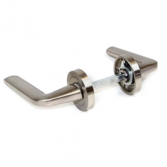 Emuca Poignées Sydney De Porte Intérieur, Avec Rosace D.50 Mm, Aluminium Et Zamak, Nickel Satiné, 5 Set.